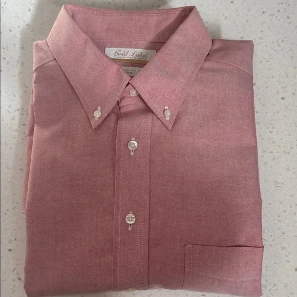 Roundtree & Yorke Red and White Striped Button Down Dress Shirt Size 17 / 35 NEW - Picture 3 of 7